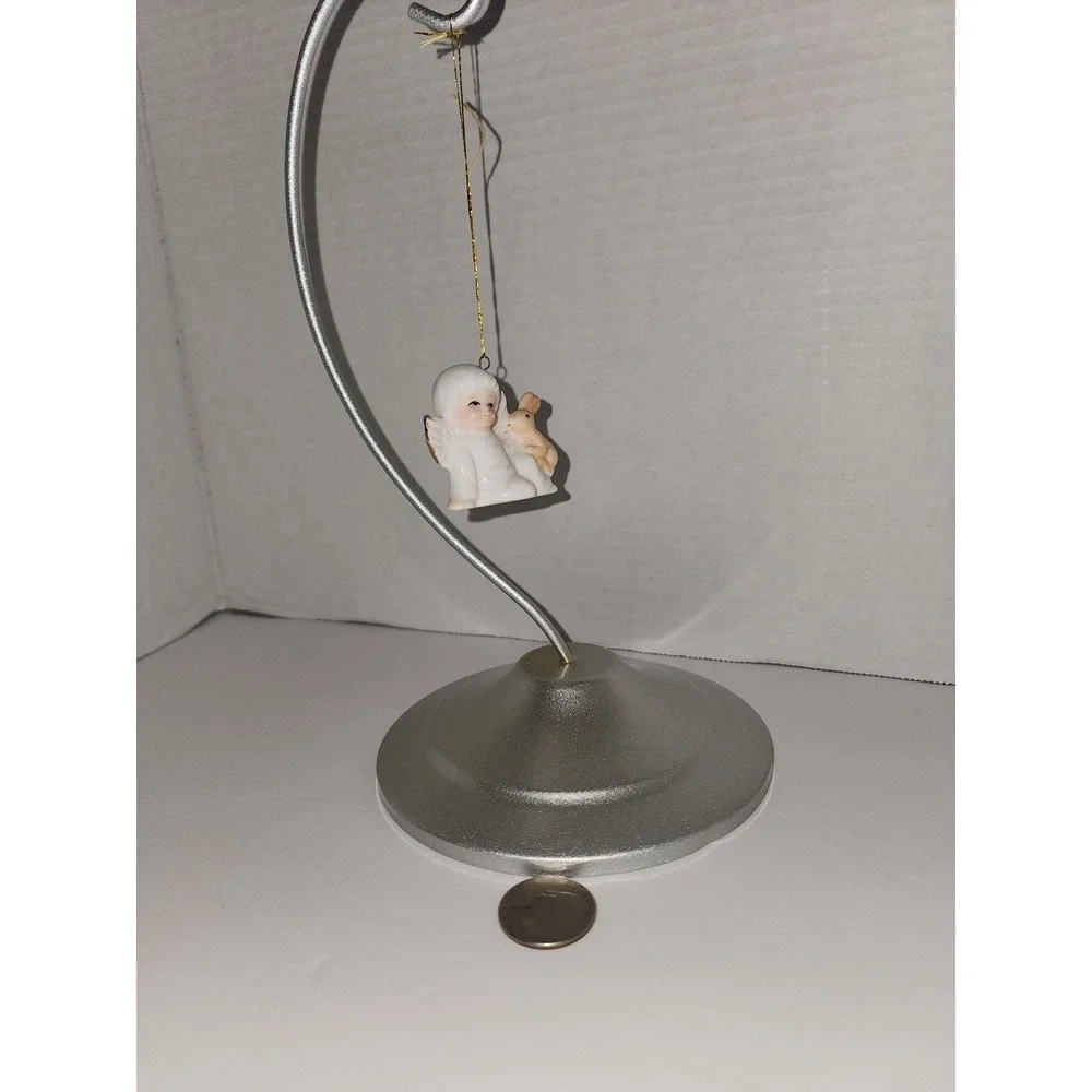 Vintage‎ Bone China Miniature Angel with Bunny Christmas Tree Ornament